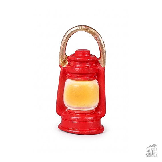 Kleine rote Laterne aus Polyresin mit Bügel für die Wichteltür, 4 Zentimeter hoch, von Det Gamle Apotek