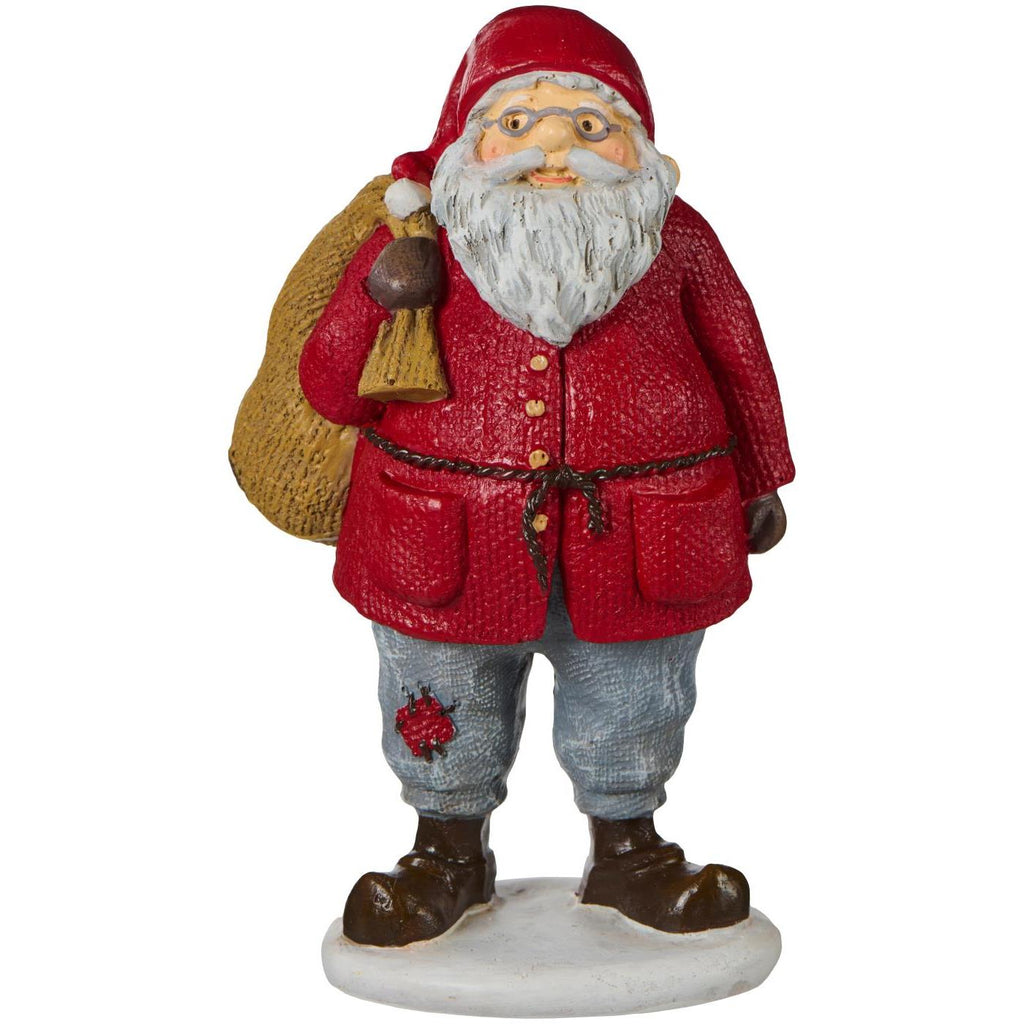 Dekofigur Weihnachtsmann mit rotem Mantel und Sack aus der Serie Ribe-Nisse von Ib Laursen