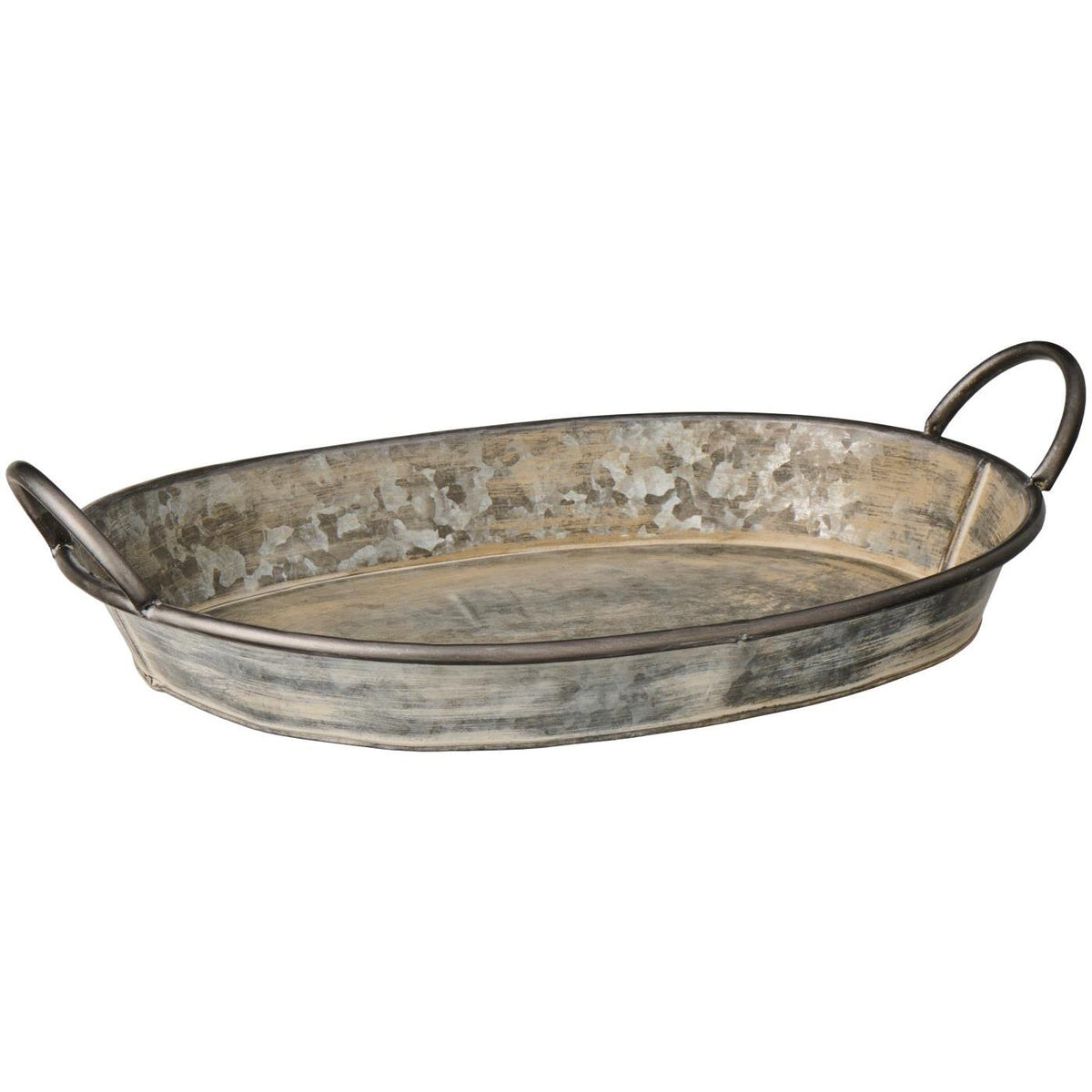 Ovales Metalltablett mit Henkeln aus der Serie Urban Garden von Ib Laursen, kleine Größe
