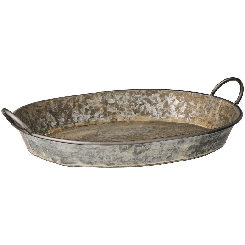 Ovales Metalltablett mit Henkeln aus der Serie Urban Garden von Ib Laursen, große Größe