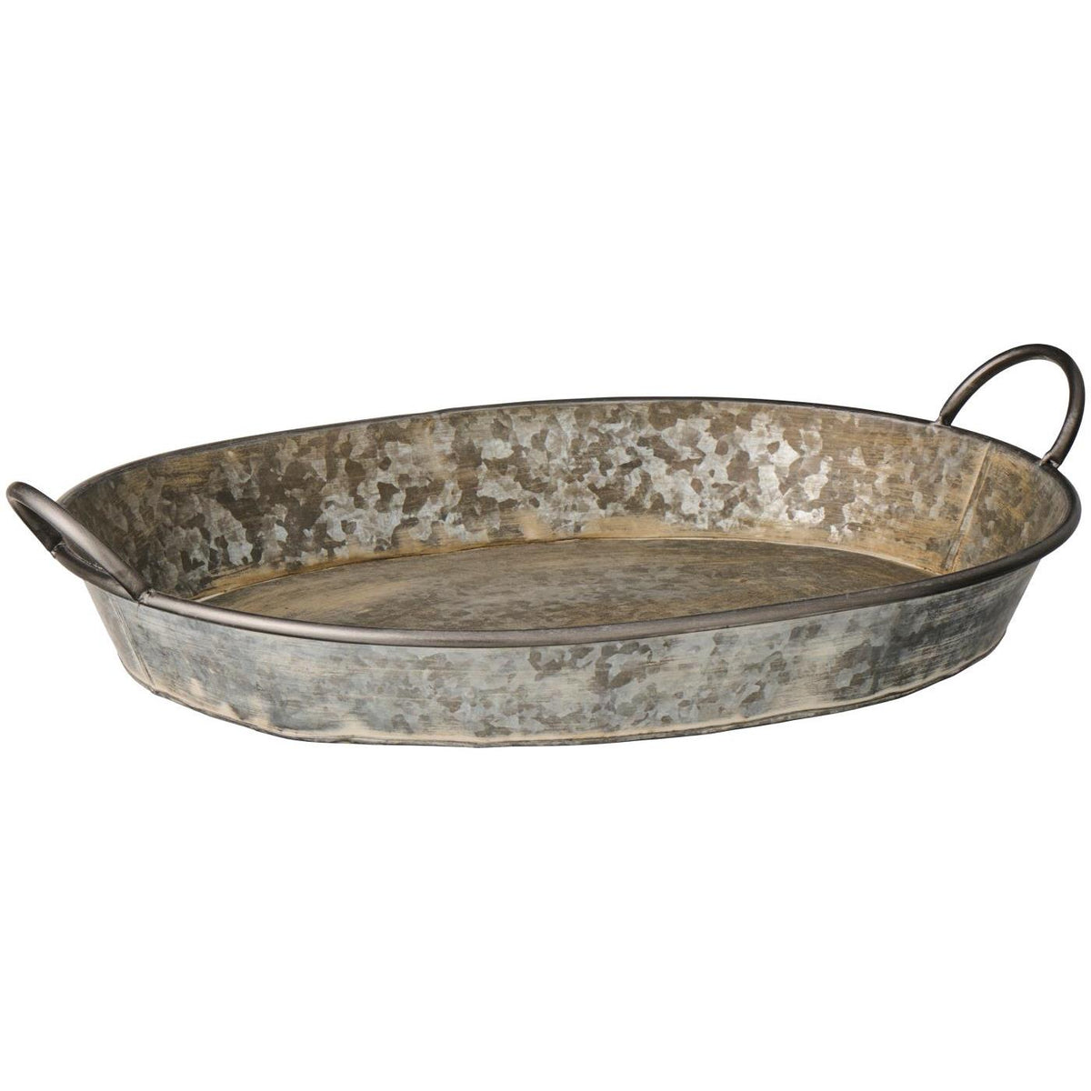 Ovales Metalltablett mit Henkeln aus der Serie Urban Garden von Ib Laursen, große Größe
