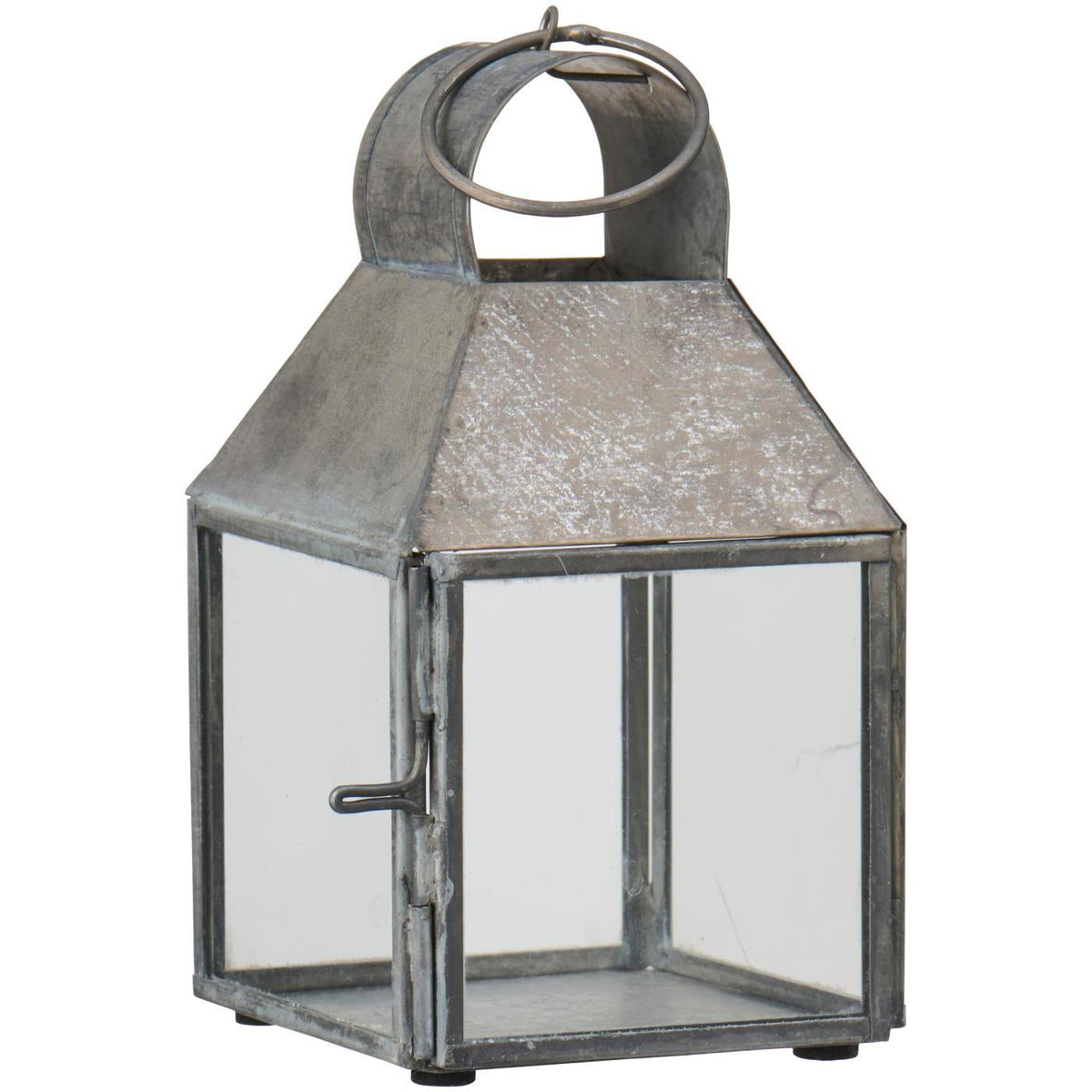 Kleine graue Laterne aus Metall und Glas mit Ring zum Aufhängen von Ib Laursen